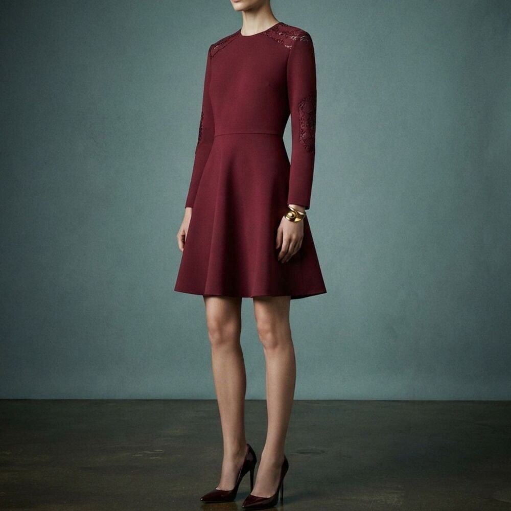 Longchamp Red Dress with Lace. Size 40 (US 8). New w Tags